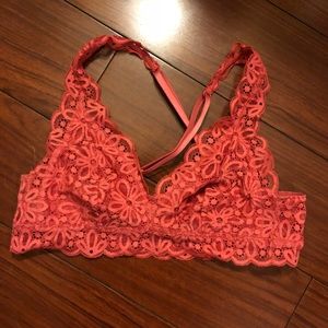 Victoria’s Secret coral lace bralette Small